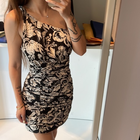 knee length dresses for ladies Constance Twist Mini Dress | Green & Orange Iris Floral